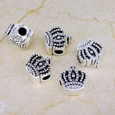 Pandora Charm Beads, Crown, Color: Antique Silver, Size: 12x11x7mm, Hole 3mm