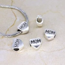 Pandora charm beads, Heart, Color: Antique Silver, Size: 11x10x7mm, Diameter 4.5mm