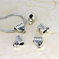 Pandora charm beads, Heart, Color: Antique Silver, Size: 14x11x7mm, Diameter 4.5mm