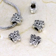 Pandora Charm Beads, Butterfly Shape, Color: Antique Silver, Size: 12x11x8mm, Hole 4.5mm