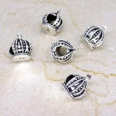 Pandora Charm Beads, In the Shape of a Crown, Color: Antique Silver, Size: 13x10x10mm, Hole 4.5mm