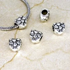 Pandora Charm Beads, Heart Shaped, Color: Antique Silver, Size: 11x10x7mm, Hole 4.5mm