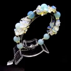 Bracelet Cluster of natural stone *Moonstone* beads diameter: 10mm, girth: 20cm+