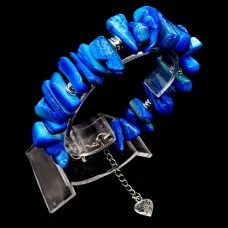 Bracelet made of natural mother-of-pearl "Galtovka" on a fishing line with a lock. Color: blue, fittings: silver metal. Bead diameter: 12*6mm+-, girth: 19cm+