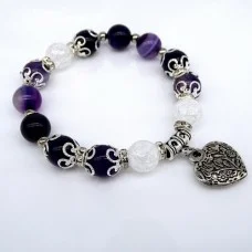 Natural stone bracelet *Agate blue* with elastic band, diameter: 10mm, girth: 19cm