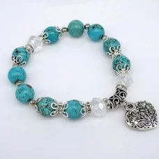 Bracelet made of natural stone *Turquoise* with an elastic band, diameter: 10mm, girth: 18.5cm
