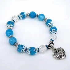 Natural stone bracelet *Blue Agate* with elastic band, diameter: 10mm, girth: 20cm