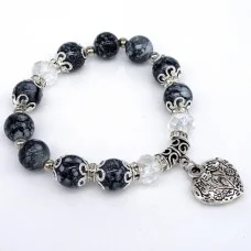Bracelet made of natural stone *Obsidian* with an elastic band, diameter: 10mm, girth: 18cm