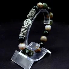 Bracelet made of natural stone Green jasper
