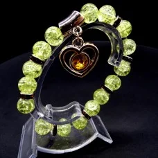 Broken glass elastic bracelet with heart pendant, size: 18.5cm+