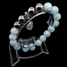 Bracelet on an elastic band made of natural stone "Aquamarine" with a pendant, metal fittings in silver. Bead diameter: 10/10mm, girth: 19cm+