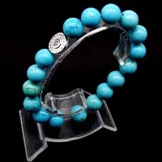 Bracelet on an elastic band made of natural stone "Turquoise" metal fittings in silver. Bead diameter: 10mm, girth: 18.5cm+