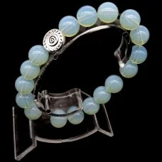 Bracelet on an elastic band made of natural stone "Moonstone" metal fittings in silver. Bead diameter: 10mm, girth: 18.5cm+