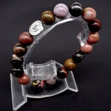 Bracelet on an elastic band made of natural stone "Rhodonite" metal fittings in silver. Bead diameter: 10mm, girth: 18.5cm+