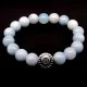 Bracelet with elastic band made of natural stone "Blue agate" metal fittings in silver. Bead diameter: 10mm, girth: 18.5cm+