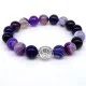 Bracelet with elastic band made of natural stone "Purple agate" metal fittings in silver. Bead diameter: 10mm, girth: 18.5cm+