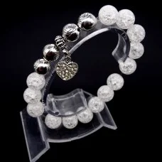 Bracelet on an elastic band made of natural stone "Rhinestone" with a pendant, metal fittings in silver. Bead diameter: 10/10mm, girth: 19cm+