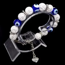 Bracelet from the evil eye *Eye of Fatima* made of natural stone "Rhinestone" base metallized thread. Bead diameter: 10mm, girth: 18cm+