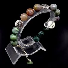 Bracelet made of natural stone "Jashma" metallized thread, metal silver fittings. Bead diameter: 10mm, girth: 19.5cm+