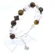 Bracelet made of natural stone "Tiger Eye-Rhinestone" metallized thread, metal silver fittings. Bead diameter: 10mm, girth: 19.5cm+