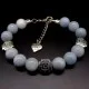 Bracelet made of natural stone *Blue Agate* base metallized thread. Bead diameter: 10mm, girth: 19cm+