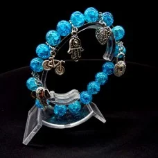 Elastic bracelet *Broken glass* with pendants, beads diameter: 10mm, girth:17cm+