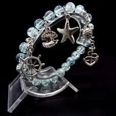 Elastic bracelet *Broken glass* with pendants, beads diameter: 8mm, girth:17cm+