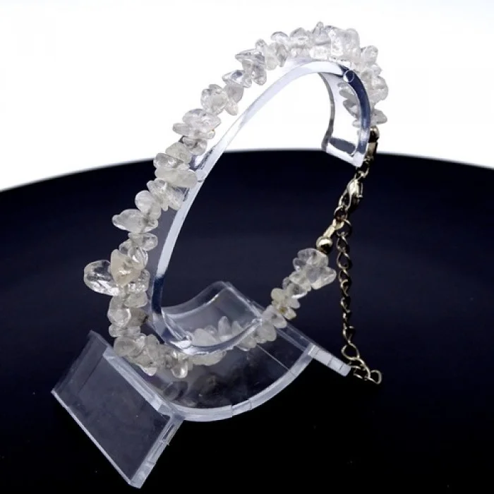 Bracelet on a fishing line with a lock made of natural stone *Rock crystal* crumb beads diameter: 6x3mm+-, length: 19cm+
