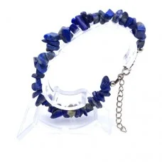 Bracelet on a fishing line with a lock made of natural stone *lapis lazuli* crumb beads diameter: 6x3mm+-, length: 19.5cm+