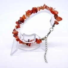 Bracelet on a fishing line with a lock made of natural stone *Carnelian* crumb beads diameter: 6x3mm+-, length: 19.5cm+