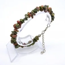 Bracelet on a fishing line with a lock made of natural stone *Jasper Heliotrope crumb*, beads diameter: 6x3mm+-, length: 19.5cm+