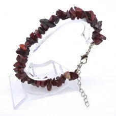 Bracelet on a fishing line with a lock made of natural stone *Brown crushed jasper*, beads diameter: 6x3mm+-, length: 19cm+