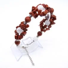 Bracelet "Bunch" made of natural stone *Aventurine-Rock Crystal* beads diameter: 10mm, girth: 20cm