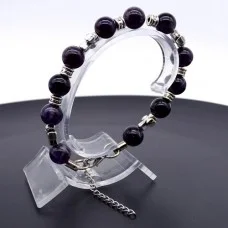Bracelet made of natural stone *Amethyst* on a fishing line with a lock. Bead diameter: 10mm, girth: 20cm+