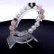 Bracelet made of natural stone *Rose quartz-rock crystal* metalized thread base. Bead diameter: 10mm, girth: 19cm+