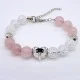 Bracelet made of natural stone *Rose quartz-rock crystal* metalized thread base. Bead diameter: 10mm, girth: 19cm+