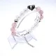 Bracelet made of natural stone *Rose quartz-rock crystal* metalized thread base. Bead diameter: 10mm, girth: 19cm+