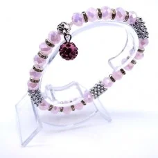 Elastic band bracelet with a pendant *Grounded Crystal* beads: d-8x6mm, rondel: d-6mm, girth: 18,5cm+