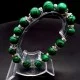 Elastic band bracelet made of natural stone "Malachite" metal fittings in silver, rondel with rhinestones-8mm beads diameter: 10mm, size: 19cm+