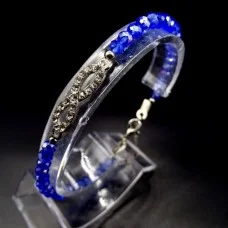 Bracelet charm from the evil eye "Sign of infinity" metal color silver beads faceted glass, size 18cm+4