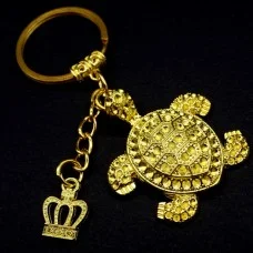 Sea world keychain in the shape of a turtle metal color gold, size: length-8.5cm, pendant: 4.1/3.8cm-1.8/1.3cm
