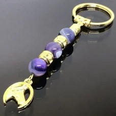 Keychain Talisman amulet made of natural stone Agate purple