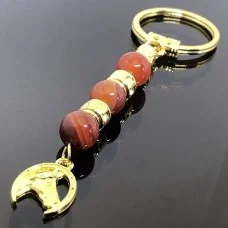 Keychain Talisman amulet made of natural stone Sardonyx