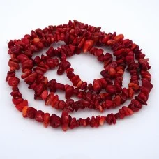 Beads natural stone on a fishing line *Coral red* crumb, diameter 7-9mm(+-), length 85cm
