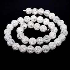 Glass beads *Broken glass* smooth ball, color white, diameter 10mm, length 40cm