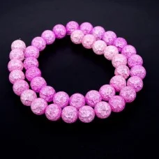Glass beads *Broken glass* smooth ball, pink color, diameter 10mm, length 40cm