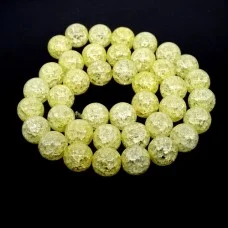 Glass beads *Broken glass* smooth ball, yellow color, diameter 10mm, length 40cm