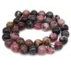 Natural stone beads *Rhodonite* smooth ball, diameter 10mm, length 38cm