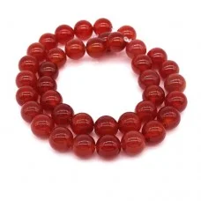 Natural stone beads *Carnelian* smooth ball, diameter 10mm, length 38cm