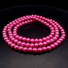 Glass pearl effect beads, glossy round, color: Purple, diameter: 8mm, thread about 114pcs(+-), length 80-81cm(+-)